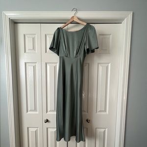 Baltic Born Sage Green Satin Midi Dress